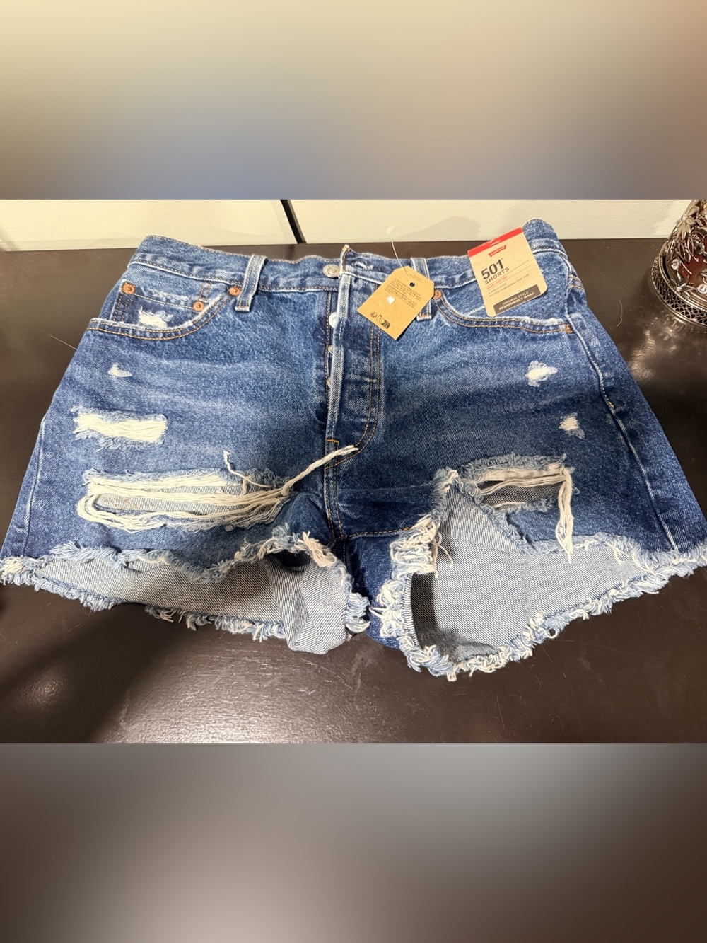 Levi's Distressed Blue Denim Cutoff Shorts